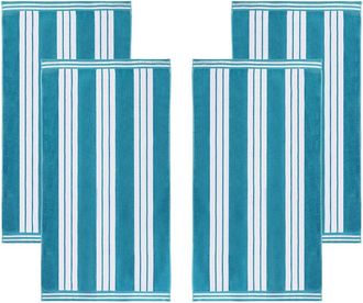 Superior Set Of 4 Cabana Stripe Oversized Cotton Beach Towels