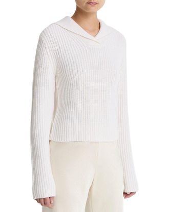 Vince Ribbed Sailor Collar Wool & Cashmere-Blend Sweater