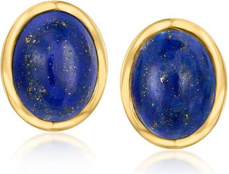 Ross-Simons Bezel-Set Lapis Stud Earrings in 18kt Gold Over Sterling