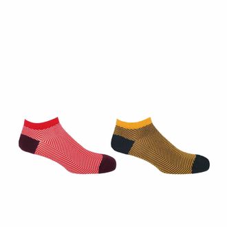 Peper Harow Lux Taylor Mens Trainer Socks Bundle - Red & Yellow