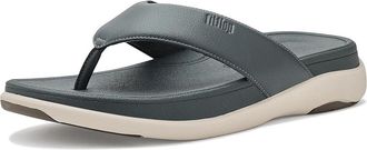 FitFlop F-Mode Go Toe-Post Sandals Mens Wedge Shoes Charcoal : 12.5 M (D), Faux Leather