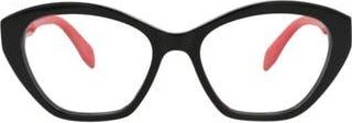 Alexander McQueen 52mm Cat Eye Optical Glasses in Black Black Transparent at Nordstrom Rack