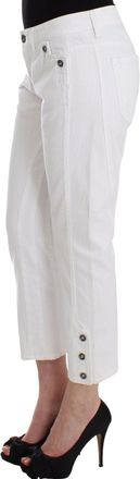 Ermanno Scervino Womens White Cropped Jeans Denim Pants Branded Capri Cotton