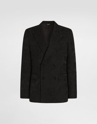 Dolce & Gabbana Sicilia Light Double-breasted Brocade Jacket - Man Suits And Blazers Black 48