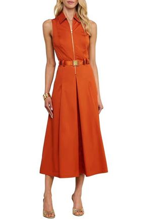 L'agence Kolton Sleeveless Zip Front Midi Dress in Sienna at Nordstrom, Size 10