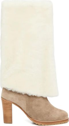 Yves Salomon shearling boots - women - Rubber/Fabric/Lamb Skin - 36 - Neutrals