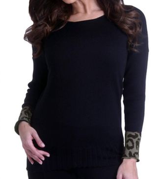 Angel Leopard Sleeve Sweater In Black/gray