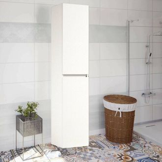 Dmora Armario Multiusos De Abedul Con 2 Puertas, Zapatero Con Estantes Regulables, Zapatero Con 2 Puertas, 100% Made In Italy, 45x37h195 Cm, Blanco, Con Emb