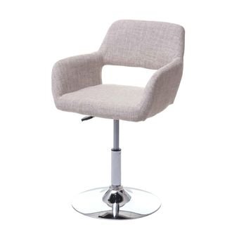 Hhg Nunca Usado] Silla De Comedor Hhg 934 Iii, Silla Silla De Cocina, Retro A&ntilde;os 50, Tela/textil, Crema/gris, Base Cromada