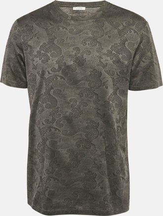 Versace Grey Jacquard Jersey Crewneck T-Shirt
