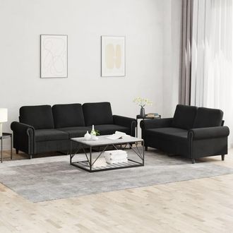 vidaXL Vidaxl - Juego De Sof&aacute;s Con Cojines 2 Piezas Terciopelo Negro