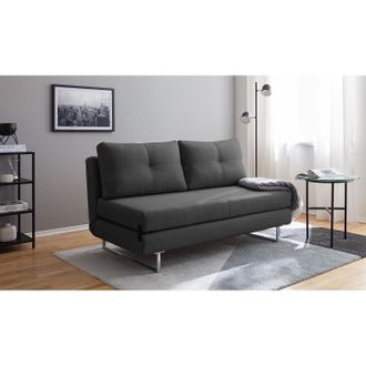 Mørteens home24 Fredriks Schlafsofa Newheaven Dunkelgrau Webstoff 150x85x88 cm mit Schlaffunktion