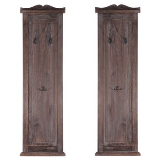 Hhg D&eacute;coshop26 - Juego De 2 Percheros De Pared Con 3 Ganchos 109 X 28 X 4 Cm En Madera Marr&oacute;n Envejecida 040007420