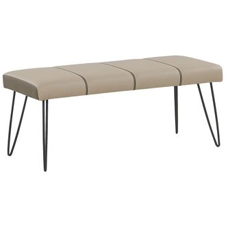 Beliani Banco Para Dormitorio Tapizado En Piel Sint&eacute;tica Beige Con Patas De Metal Estilo Moderno Betin