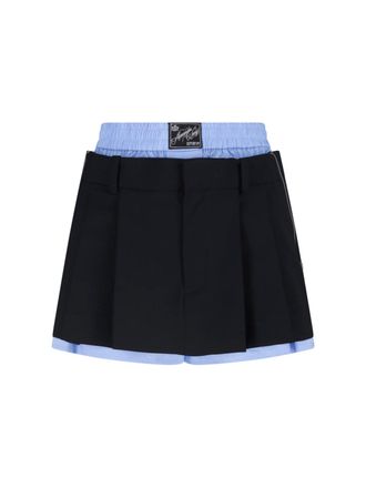 Alexander Wang Light Blue Pleated Front Zipper Shorts