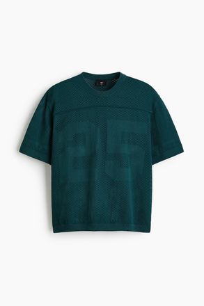 H&M Kastiges Mesh-T-Shirt in Relaxed Fit - Dunkles Blaugr&uuml;n