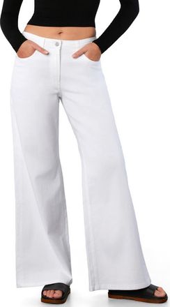 HINT OF BLU Flat Front Wide Leg Jeans in White at Nordstrom, Size 26