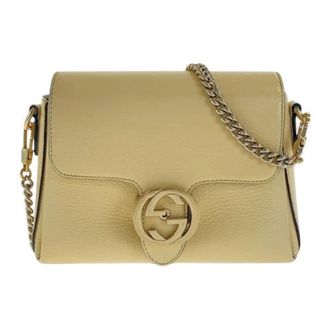 Gucci Pre-owned Leren Interlocking Schoudertas - Dames - Vintage Schoudertas - Geel - ONE Size - Leer - Vintage