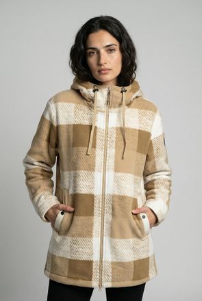 Icepeak Fleecejacke ICEPEAK ICEPEAK PAPAIKOU, Damen, Gr. XXL, cement, Obermaterial: 100% Polyester, Jacken Fleecejacke, mit Kapuze und Kordelz&uuml;gen, lockere Pa