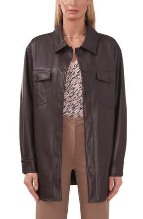 Halogen Faux Leather Shirt Jacket in Warm Espresso at Nordstrom Rack, Size Small