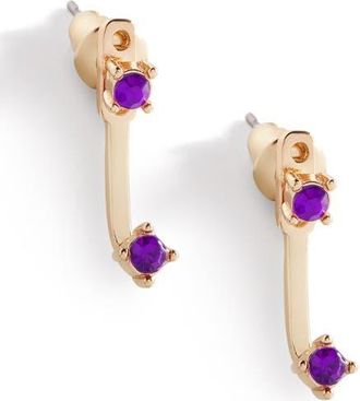 Mint & Lily Birthstone Drop Ear Jacket Earrings in February Amethyst at Nordstrom