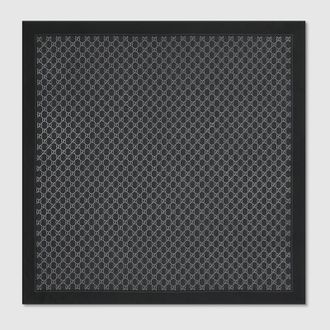 Gucci Laminated Printed Silk Twill Carr&eacute;, Black, Silk