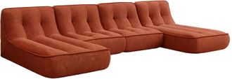 Oviala Sof&aacute; modular con 2 chaise longues de tela 320 cm 4 plazas terracota