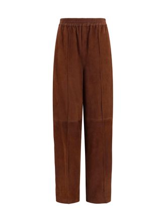 Fabiana Filippi Womens Suede Pants Ebony Chamois Leather Trousers