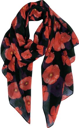 World of Shawls New Ladies Womens Celebrity Style Long Scarf Scarves Maxi Sarong Sale (Black Poppy Flower)
