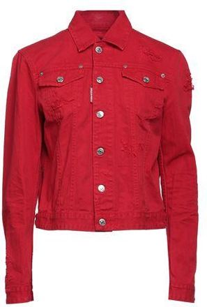 Dsquared2 Tiger Boyfriend Jacket for Women in Red Denim with Multipockets