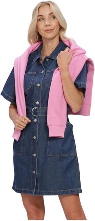 Tommy Jeans Dames, Jurken, Blauw, Maat: XL Katoen