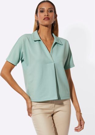 Cr&eacute;ation L Fledermausshirt CREATION L Poloshirt, Damen, Gr. 36, kalkmint, 95% Polyester, 5% Elasthan, unifarben, V-Ausschnitt, Shirts Fledermausshirt