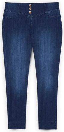 Fiorella Rubino Jeggings met Decoratieve Knopen - Dames - Skinny Jeans - Blauw - XL - Katoen - Jeans