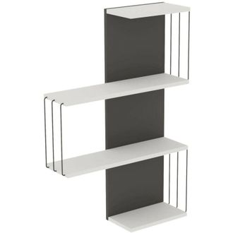 Dmora Estanter&iacute;a Dmannocc, Estante, Estante De Pared, Estanter&iacute;as Multiusos, 64x19h96 Cm, Blanco Y Antracita - Dmora