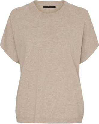 BTF-CPH Fijn Gebreid T-Shirt - Dames - Ronde hals truien - Beige - M - Wol - Truien & Vesten