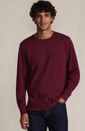 Lands End Super-T Long Sleeve T-Shirt with Pocket in Rich Burgundy Heather at Nordstrom, Size Medium
