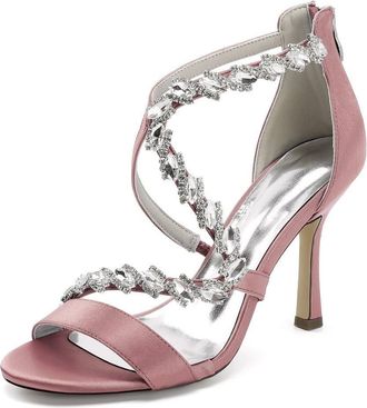 Generic Wedding Bridal Shoes Womens Ankle Strap High Heels 9.5Cm Open Toe Stiletto Sandals Prom Evening Formal Party Shoes,Nude Pink,10 UK