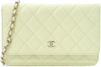 Chanel Yellow Grained Calfskin Chain/Shoulder Wallet (Pre-Owned)