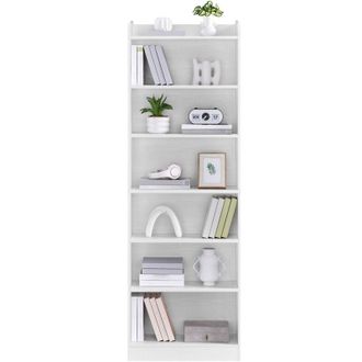 Yaheetech Estanter&iacute;a Abierta De 7 Niveles Librer&iacute;a De Madera Con Compartimento Superior Abierto Para Dormitorio Oficina Estudio Sala De Estar Blanco - Yaheetech