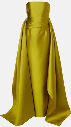Solace London Draped strapless satin gown