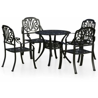 vidaXL 5 Piece Bistro Set Cast Aluminium Black vidaXL