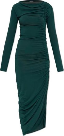 Ferragamo Gedrapeerde jurk - Dames - Casual kleedjes - Groen - 2XS - Leer - Kleedjes