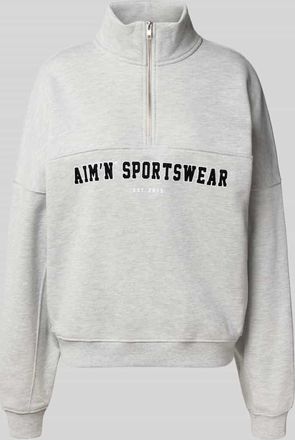 Aim'n Sweatshirt mit Label-Stitching Modell Varsity in Hellgrau Melange, Größe XL