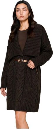 Kocca C&aacute;rdigan de punto trenzado hasta la rodilla - Knitwear - Mujer - Marr&oacute;n - XS
