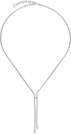 Monica Vinader Sterling Silver Fiji Button Diamond Lariat Necklace Adjustable 61cm/24 Diamond