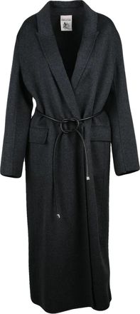 Semicouture Grey Wool Double-Breasted Long Coat