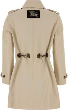 Burberry Womens Sand Gabardine Stonehaven Trench Coat Stonebeige Exterior: Cotton