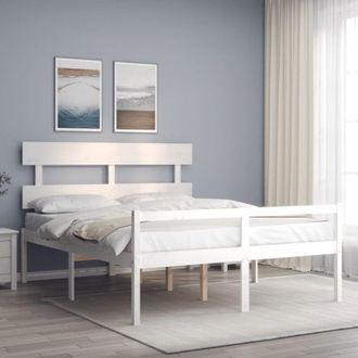 vidaXL Letto per Anziani con Testiera Bianco 160x200 cm Legno Massello vidaXL