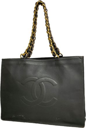Chanel Black Leather Tote Bag (Pre-Owned)