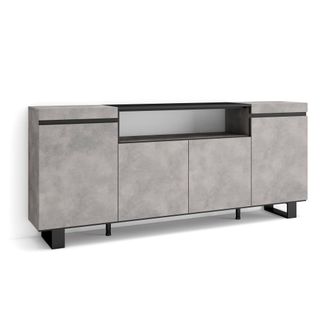 Skraut Home Aparadores Para Sal&oacute;n, Gran Capacidad De Almacenaje, 200x87x35cm, 4 Puertas, Dise&ntilde;o Industrial, Estilo Moderno, Gris Cemento - Skraut Home
